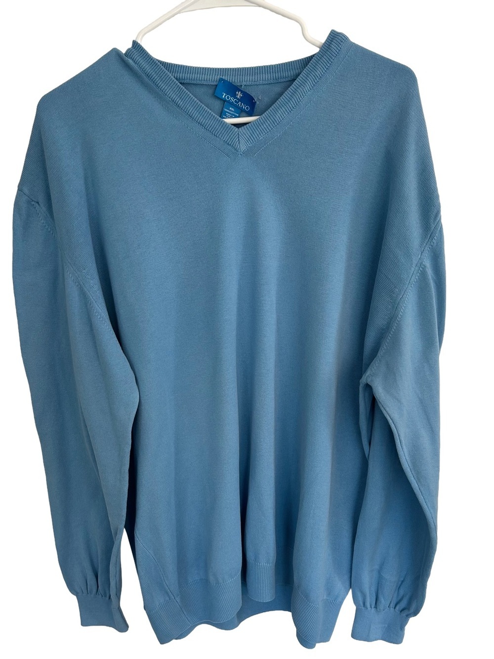 Toscano Mens V- Neck Pullover Sweater in Light BlueMenβs Light Blue Size XXL